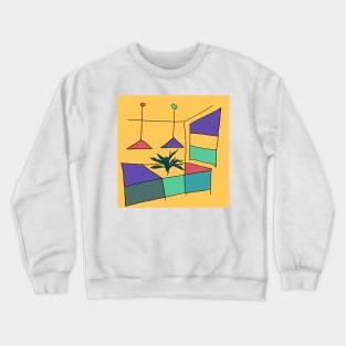 Plant kitchen bench bold colorful abstract artwork Crewneck Sweatshirt